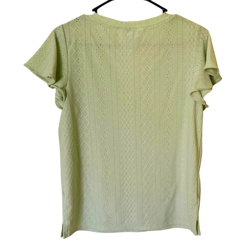 Counterparts Light Lime Green Eyelets Top for Women - Picture 3 of 4